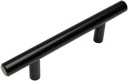 Cosmas 10 Pack 305-030FB Flat Black Cabinet Hardware Euro Style Bar Handle Pull - 3" Inch (76mm) Hole Centers, 5-3/8" Overall Length