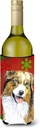 Caroline's Treasures SC9437LITERK Australian Shepherd Red Green Snowflakes Christmas Wine Bottle Hugger Bottle Cooler Sleeve Hugger Machine Washable Collapsible Insulator Beverage Insulated Holder