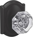 Schlage Custom FC172 ALX 622 CAM Alexandria Non-Turning Glass Knob with Camelot Trim, Matte Black