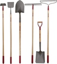KYLIN 6-Piece Pro Long Ash Handle Garden Tools Set for Landscaping Agricture or Backyard,14-Gauge Shovels,Forged Rakes,Forged Weeding Hoe Sidewalk Scraper,