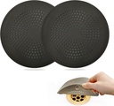 Hair Catcher Shower Round Drain Cover Silicone Bathroom Accessories Hair Stopper with Suction Cups,Easy to Install Suit for Bathroom,Bathtub,Kitchen 2 Pack (Black)