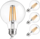 FLSNT G25 LED Globe Edison Bulbs for Bathroom Vanity & Mirror Lighting, 2700K Soft White, CRI90+ Dimmable, 40W Equivalent, 400LM, E26 Base, Clear Glass Decorative Bulbs, UL Listed, 4 Pack