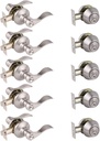 Gobrico Satin Nickel Entry Door Lockset with Deadbolt (Double Cylinder Deadbolt,Keyed on Both Sides)-5Pack