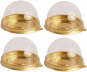 50Pcs Round Egg Yolk Puff Box Gold Plastic Packaging for Festive Occasions