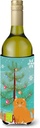 Caroline's Treasures BB4428LITERK Scottish Fold Cat Merry Christmas Tree Wine Bottle Hugger Bottle Cooler Sleeve Hugger Machine Washable Collapsible Insulator Beverage Insulated Holder