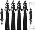 CCJH Metal Garage Door Decorative Hardware Hinges Carriage House Accents Screw Mounted 6 PCS Black (Braided Style)