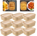 10 Packs 17 OZ Paper Food Containers with Lids: Rectangular Paper Food Boxes with Lids Kraft Containers for Snacks Salads Ice Cream Pantry Popcorn