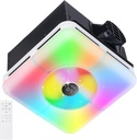 Bathroom Exhaust Fan with Bluetooth Speaker & Light, 240 CFM Ventilation Fan with 3 Dynamic Light, 7 RGB Modes, 3 Color 3000K-6500K Temperatures Nightlight,Remote,13 IN Panel,Mounting Opening 11.8IN