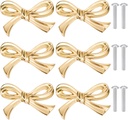 6pcs Bow Shape Cabinets Knobs, Brass Bow Furniture Door Pulls Vintage Gold Drawer Knobs Decorative Bow Dresser Handle Gold Bow Hardware for Dresser Home Kitchen Cupboard Drawer Wardrobe Pulls