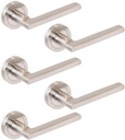 Jdel Pack of 5 Interior Door Levers,Passage Door Handle Set with.50mm Rosette,Aluminum and Zamak, Satin Nickel