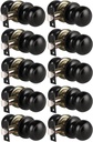 KNOBWELL 10 Pack Modern Door Knob Passage Door Knob, Black Closet Door Knobs, Non Locking Interior Door Knobs Round Ball Door Handle Lockset, Matte Black Keyless Doorknob for Hallway