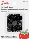 Dritz Plastic Snaps, Round, Black, Size 20 12-Count