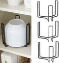 Dinnerware Bowl Plate Holder Fit for 6.5 Inches Diameters Bowl, Metal Bowl Storage Dying Display Rack for Kitchen Drawer, Countertop, Cabinet, Shelf, Cupboard (Black, Small 4PCS)