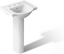 Kohler 5265-8-0 Veer Pedestal Bathroom Sink with 8-Inch Widespread Faucet Holes, 21-Inch, White