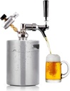 2L Mini Beer Barrel, Pressurized Double-Walled Keg Growler, Home Beer Dispenser System with Detachable Faucet and Regulator, for Craft Beer, Draft and Homebrew