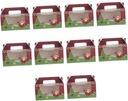 10pcs Christmas Cake Boxes Handle Portable Food Packing Containers for Festive Cupcake Storage Safe Material Holiday Design for Easy Carrying