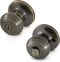 Honeywell Safes & Door Locks - Bedroom Door Knob with Lock and Key - Locking Interior Door Knobs Ideal for Closet, Room & Bathroom Requires Privacy - 5.25"L x 2.75"W Inches - Antique Brass - 8101102