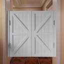 White Swinging Barn Door for Bathroom, Commercial Cafe Door Dual Swing for Restaurant Kitchen, Indoor Partition Half Door for Pub Bar/ Hallway Entrance ( Color : H 32in(80cm) , Size : W 52in(131cm) )