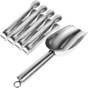 BESTOYARD 1Set Stainless Steel Ice Scoop and Tong of Food Scoop for Ice Beans and More Effortless Use for Freezer Ice Bucket and Kitchen
