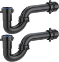 (2 Pack) Yariwiz Black 1-1/2 inch P Trap for Bathroom Kitchen Sink Drain Replacement Tubular Plumbing Pipe Assembly KSD-001B(2 PACK)