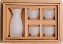 Pottery Sake Set, 5 Pcs Japanese Frosted Japanese,Traditional Chinese Small Wine Glass Glass Sake Pot Set,Best Gift for Friends and Family (Wit)