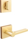 Stone Harbor Hardware Vienna Door Lever with Square Rosette, Interior Handleset Trim, Satin Brass