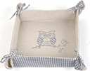 Blue and White Checks with Owl On Beige Bread Basket