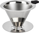 Pour Over Coffee Dripper Stainless Steel Reusable Filter Paperless Cone Coffee Maker Dripper for 1-2 Cup