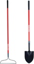 Craftsman 2-Piece Garden Tool Set with Digging Shovel and Bow Rake, Fiberglass Handles, Cushion Grips, for Landscaping, Gardening & Construction
