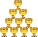 Veemoon Vintage Golden Chalice Wine Goblet Set of 10 - Elegant Royal Wine Glasses for Home Decor - Parties and Worship Retro Altar and Sake Cups for a Touch of European Charm