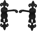 Black Hardware Large Iron Complete Entry Set with Portofino Lever Door Set: Size : 7.5” X 2”