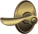Schlage F40CHP609WKF Wakefield Collection Champagne Privacy Lever, Antique Brass