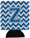 Caroline's Treasures CJ1056-ZCC Letter Z Chevron Blue and White Can or Bottle Hugger Cooler Washable Drink Sleeve Collapsible Beverage Insulated Holder, Can Hugger, Multicolor