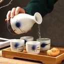 Sake Cup Set Sake Set Japanese 5 Piece Set Sake Serving Set, Quaint Texture Glaze Ink Painting, for Cold/Warm/Hot Sake/Shochu/Tea Sake Pot Set