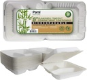 PAMI Biodegradable to Go Food Containers 8x8 in 50 Pack Compostable Microwavable Clamshell Boxes Made from Eco-Friendly Sugarcane