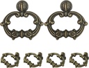 6pcs Oval Bronze Drop Ring Drawer Pulls, Small Vintage Cabinet Ring Handles, Metal Drawer Knobs for Dresser Cabinet Cupboards