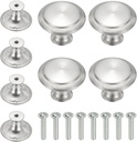 uxcell 8Pcs Stainless Steel Cabinet Knobs, 27mm/1.1" Mushroom Drawer Knob Single Hole Dresser Pulls with Mounting Screws for Wardrobe Furniture Door, Silver