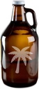 Tropical Palm Tree Hand-Made Etched Glass Beer Growler 64 oz