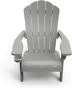 Keter Outdoor Patio Garden Deck Furniture Resin Adirondack Chair with Built-in Cup Holder (Grey)