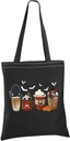 BLUPARK Horror Coffee Canvas Tote Bag Halloween Party Gift Horror Movie Fan Shopping Bag Spooky October Gift