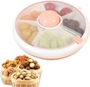 Snack Rotating Container, Rotating Snack Box with Lid, Divided Serving Tray Snack Box, Snack Spinner Rotating Storage, Reusable Snack Container with 5 Compartment Dispenser for Candy, Fruits, Nuts