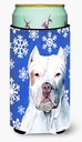 Caroline's Treasures SC9381TBC Pit Bull Winter Snowflakes Holiday Tall Boy Hugger Can Cooler Sleeve Hugger Machine Washable Drink Sleeve Hugger Collapsible Insulator Beverage Insulated Holder