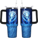 40 Oz Dragon Tumbler With Handle 40oz Dragon Theme Tumbler With Lid Straw Double Insulated Travel Coffee Mug Womens Cup Gifts