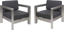 Christopher Knight Home Booth Outdoor Aluminum Club Chairs, Silver and Gray (Set of 2)