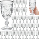 36 Pack Plastic Goblets 10oz Upgrade Vintage Water Goblet Plastic Wine Glasses Colored Retro Embossed Glassware for Party Wine Bar Juice Baby Shower Wedding Reception Grand (Clear)