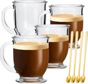 Glass Mugs, 4 Pack 15 Oz Clear Large Mugs With Handles for Hot and Cold Drinks, Perfect for Coffee, Latte, Cappuccinos, Tea and More