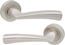 Infinity Decor Pair of Curved Lever on Rose Door Handles Set in Satin Nickel Finish for Internal & External Doors