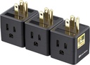 [UL Listed] Cable Matters 3-Pack 3 Outlet Wall Adapter (Grounded Cube Tap, Outlet Splitter, 3 Way Plug Adapter, 3-Prong Power Splitter), Black