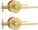 Leydebong 2 Pack Gold Door Knobs, Door Handles Interior, Brushed Gold Privacy Lever Door Handle with No Key, Modern Door Hardware for Interior Door Use