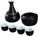 Ceramic Sake Set,Cups with Warmer,Sake Drink,Sake Bottle,Drinkware Creative Traditional Porcelain Pottery for Restaurant Gift, black